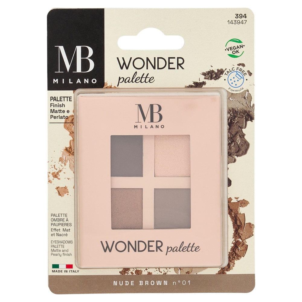 MB Milano Wonder palette Palette Finish Matte e Perlato Nude Brown n° 01 2 g